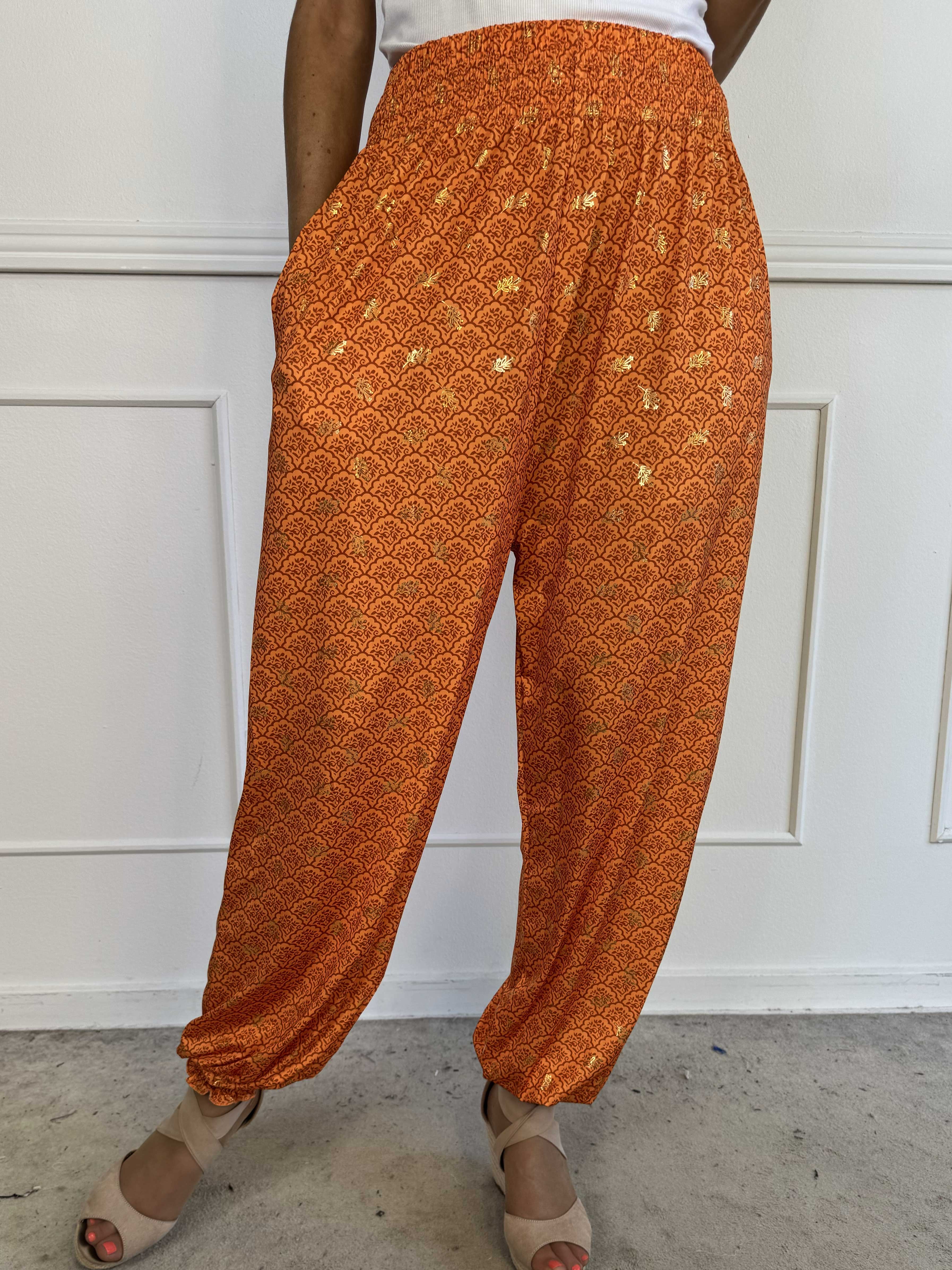 Pams Pattern Harem Pants - Elastiske bukser med smock i taljen